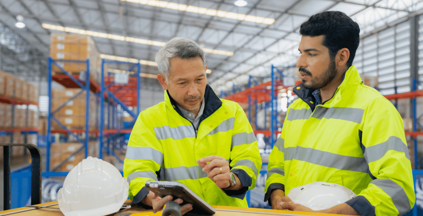 Mitarbeiter in der Lebensmittelindustrie prüfen die Produktion
